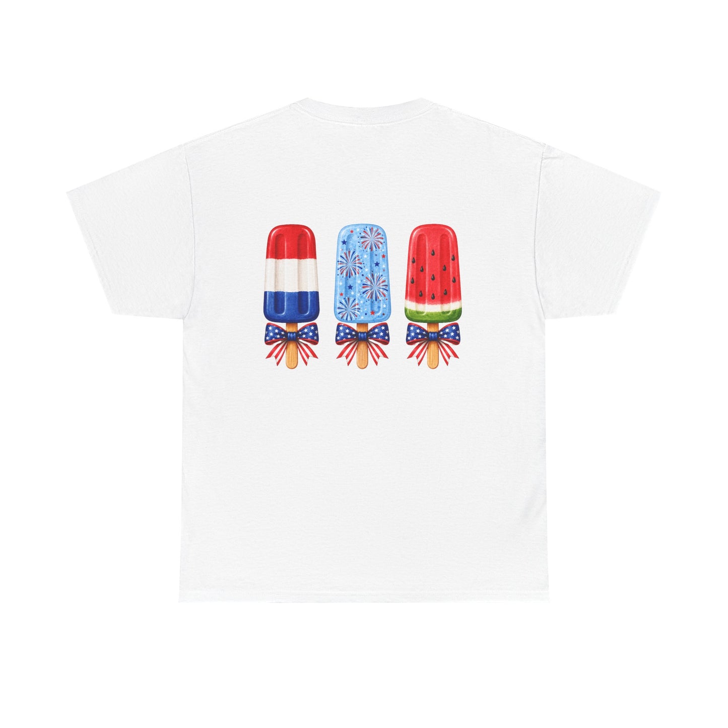 Patriotic Popsicle Tee — American Flag Bow 4th of July Shirt